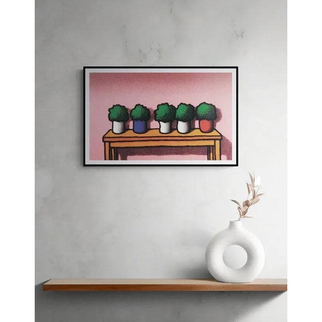 Tino Stefanoni - 1997 'Pink flowers' - Color silkscreen cm. 50x70 Tir. 150 copies Fabriano paper 400 gr. pit. Seriarte...