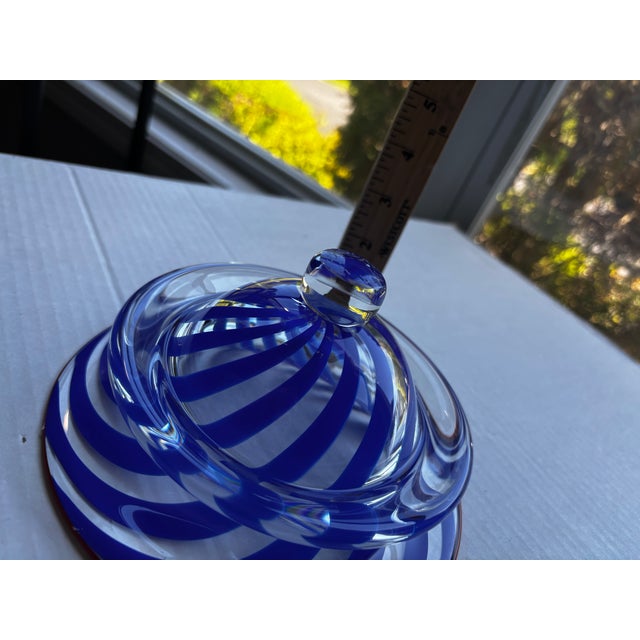 Stunning hand-blown studio art glass butter/candy dish by acclaimed California glass artist Johnathon Schmuck. Features a...