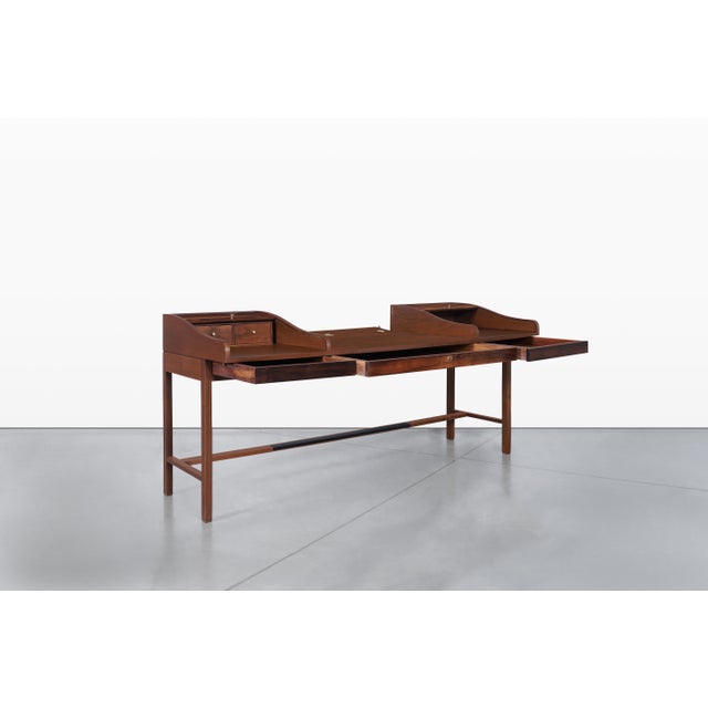 1950s Vintage Rosewood Tambour Door Desk by Edward Wormley for Dunbar, 1950s For Sale - Image 5 of 15