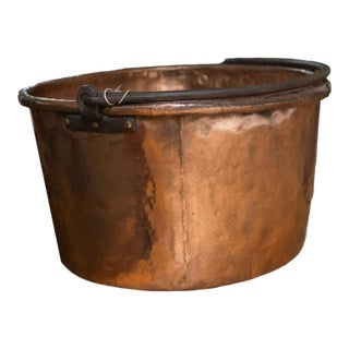 Large Antique Copper Apple Butter Kettle For Sale