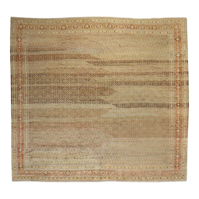 Antique Zabihi Collection Persian Square Senneh Rug - 12'3" x 12'10" For Sale