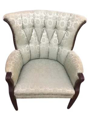 1950s Mid-Century Modern Tuck Button Butterfly Wingback Chair