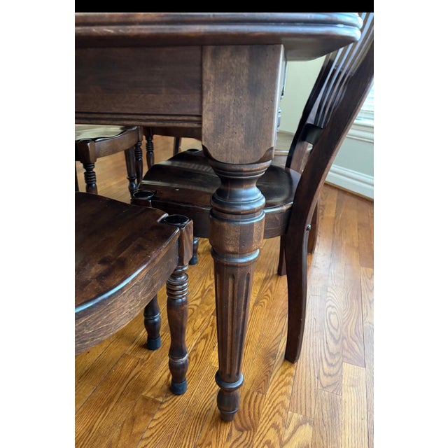 2000 - 2009 Stickley (Nichols and Stone) Antigua Table and Six Chairs With Two Leaves Set For Sale - Image 5 of 12