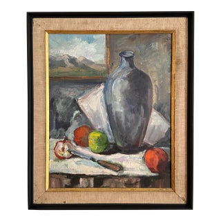 Vintage French Still Life Oil Painting Signed & Framed For Sale