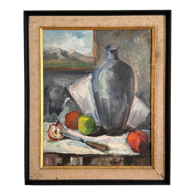 Vintage French Still Life Oil Painting Signed & Framed For Sale