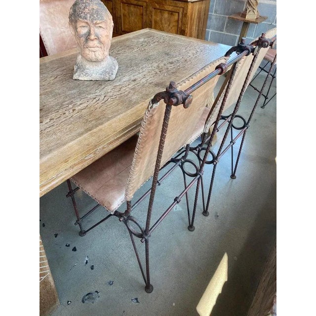 Mid-Century Modern Ilana Goor Iron and Leather Chairs, Set of Four, Israel, 1980's For Sale - Image 3 of 12