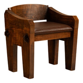 Brutalist Bulky Artisanal Chair in Wood, 1960s For Sale