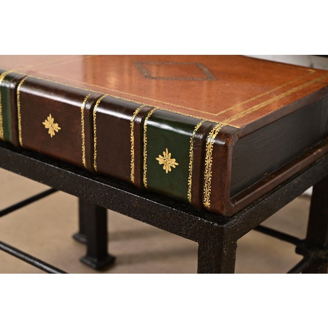 Brown Maitland Smith Trompe l'Oeil Leather Book Nesting Tables, Set of Two For Sale - Image 8 of 12