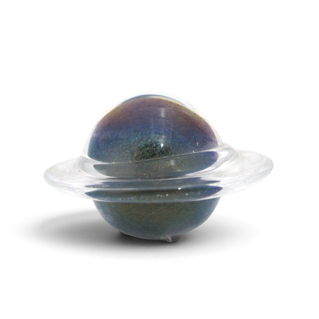 Glass Planet Saturn Galaxy Limited Edition Sci Fi Channel Glass Planet Paperweight For Sale - Image 7 of 8