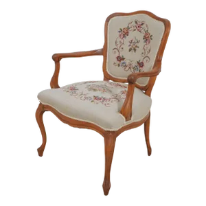 French Louis XV Style Hand Done Needlepoint Chair