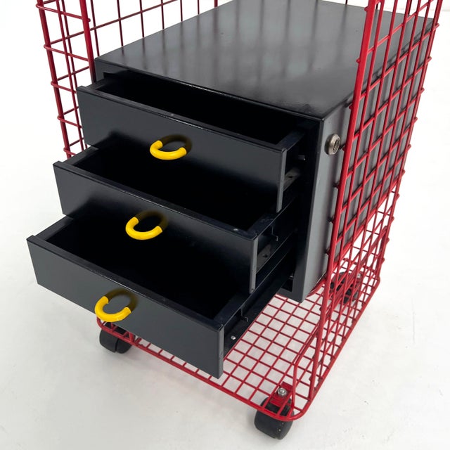 Postmodern Wire Chest of Drawers on Wheels, 1980s For Sale - Image 3 of 12