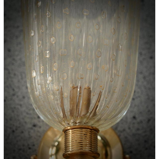 Mid-Century Modern Murano Round Art Glass and Brass Gold Wall Light, 2000 For Sale - Image 3 of 9