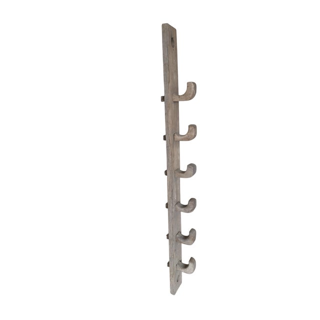 Antique English Oak Stable Harness Rack with Six Wooden Hooks, 1800s For Sale - Image 9 of 9