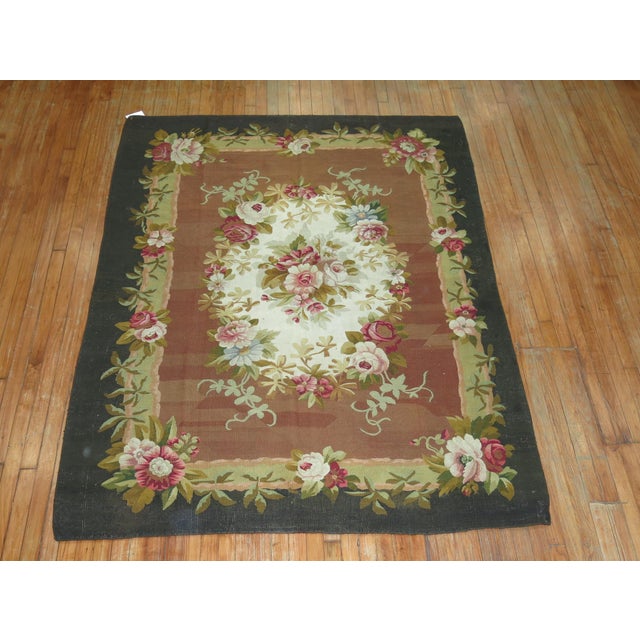 Textile 19th Century Louis Philippe French Aubusson Mid Carpet - 5'7" x 7'1" For Sale - Image 7 of 8