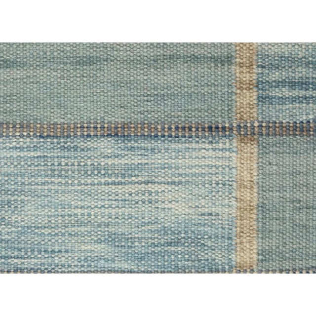 Mid-Century Modern Freya Geometric Rug by Celerie Kemble for Chairish in Soft Blues, 2'6"x12' For Sale - Image 3 of 5