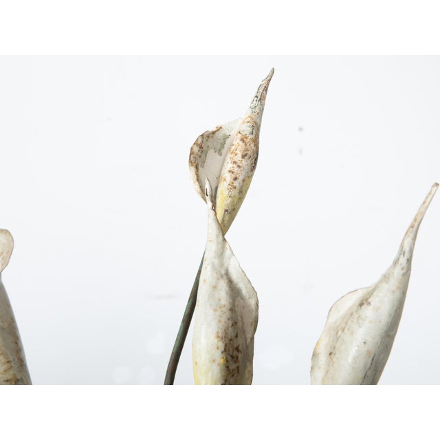 Pair of Italian 1930s Tôle Calla Lillies Sculptures in Red and Gold Containers For Sale - Image 4 of 12