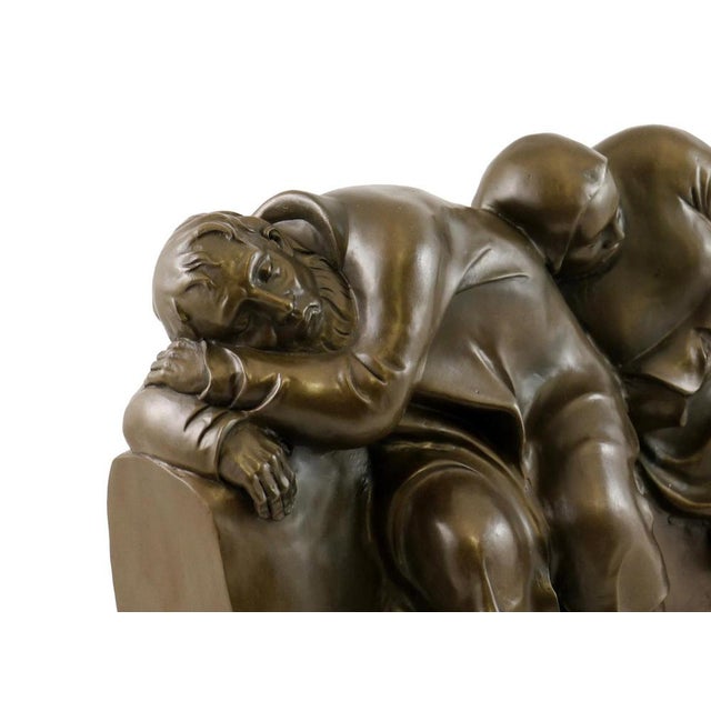 Metal Art Deco Style Sleeping Drifters Sculpture, 20th Century, Bronze For Sale - Image 7 of 9