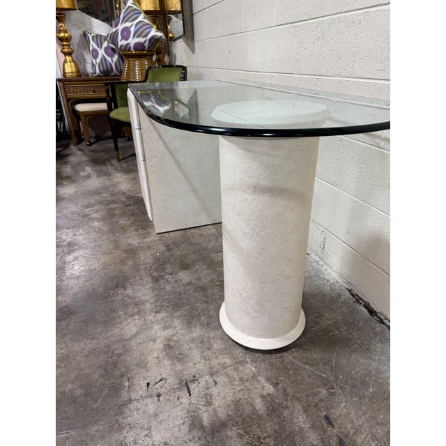 Off-white Lane Post Modern Glass Top Desk For Sale - Image 8 of 11