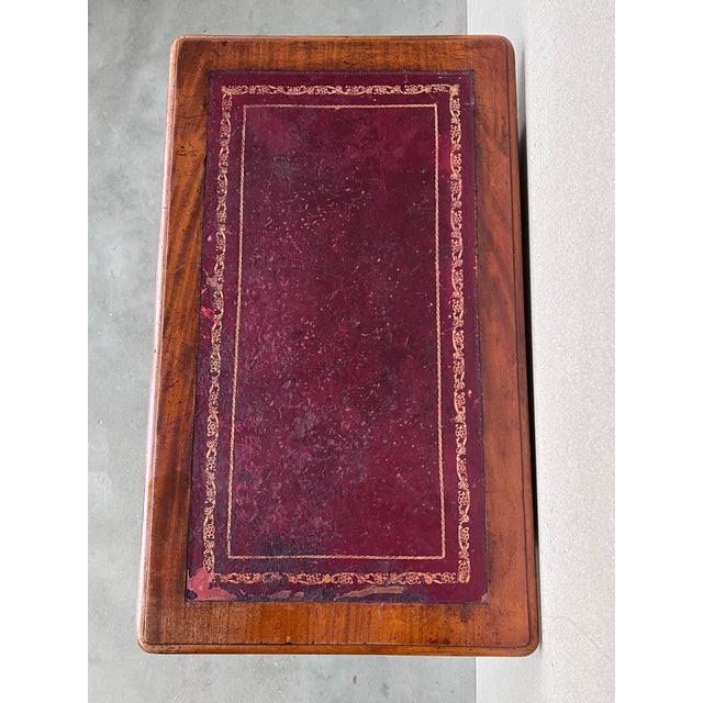 Spanish Country Pine Side Table With Two Sides Drawer and Leather Top For Sale - Image 10 of 12