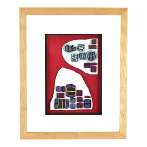 Vintage Mixed Media Polymer Clay Framed Sculpture