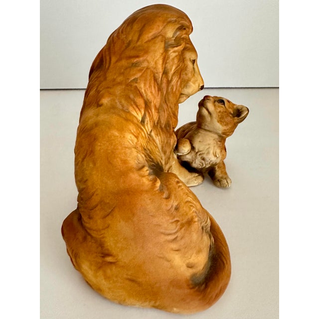 Vintage Mid-Late 20th Century Ceramic Lion & Cub Figurine For Sale - Image 4 of 8