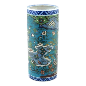 Antique Japanese Cloisonne Enamel on Porcelain Floral Vase