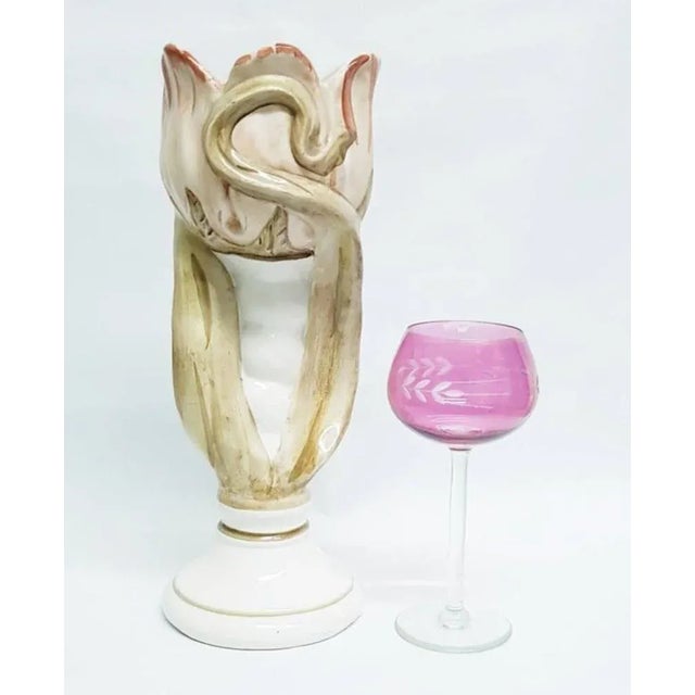 Large Hand Glazed Flower Vase by Capodimonte For Sale - Image 6 of 14