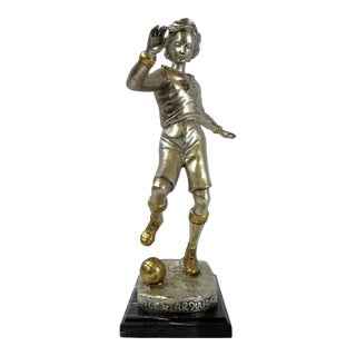 Bronze Sculpture of Soccer Player – 18" For Sale