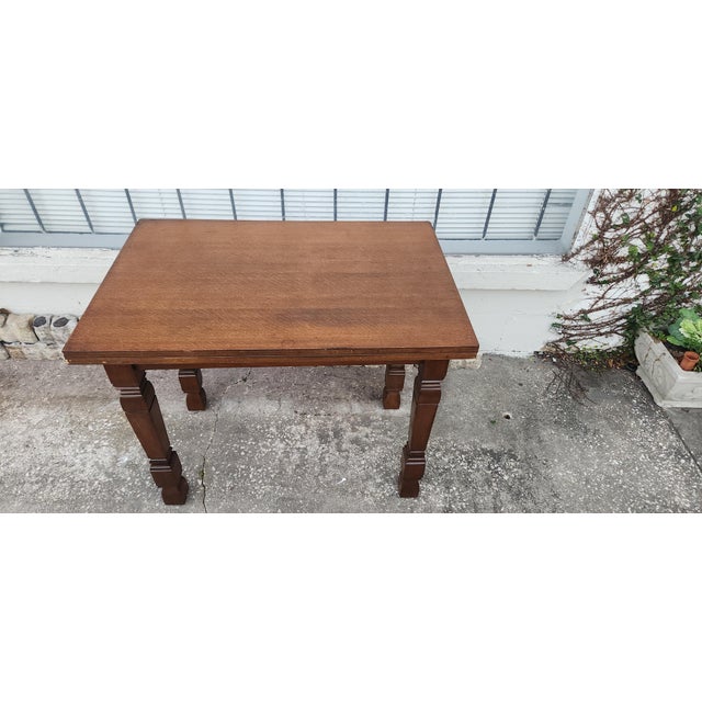 Vintage Swivel Folding Oak Game Table For Sale - Image 12 of 18