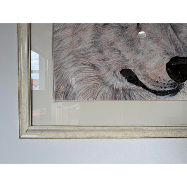 1990s 1990’s D. Arthur Wilson “The Quest” Wolf Portrait Oil Pastel on Paper Painting, Framed For Sale - Image 5 of 12