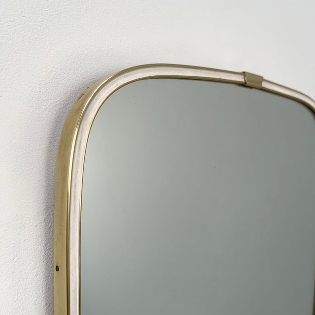 Mid-Century Modern Large Oblong Wall Mirror with Brass Frame, 1950s For Sale - Image 3 of 5
