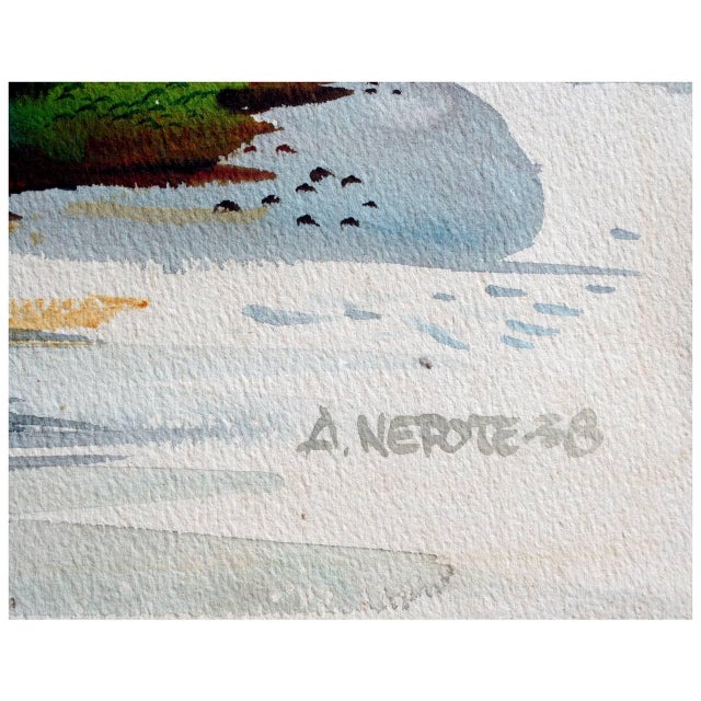 Paper Alexander Nepote "Island in the San Francisco Bay" Watercolor Landscape 1938 For Sale - Image 7 of 8