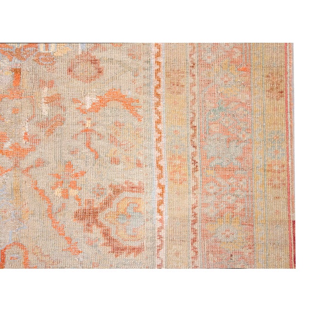 1900 - 1909 Early 20th Century Turkish Oushak Rug For Sale - Image 5 of 14