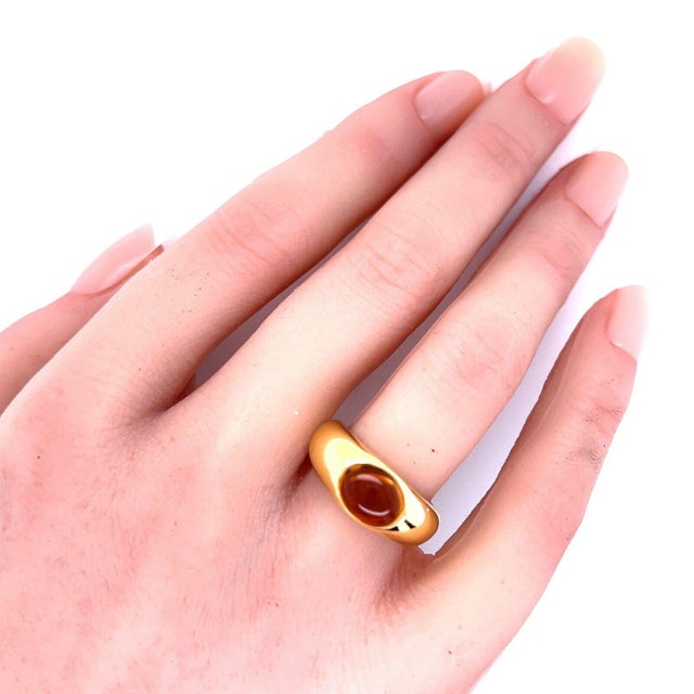 Hallmark: Tiffany & Co. 750 Italy Gemstone: citrine 9mm long x 6.5mm wide Measurement: 8mm wide x 6mm high Ring size: 5...