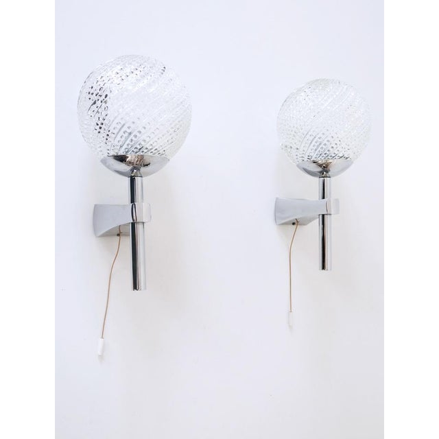 Mid-Century Modern Textured Glass Wall Lamps, 1970s, Set of 2 For Sale - Image 6 of 17