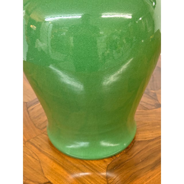 Antique Replica Chinese Green Crackle-Glaze Meiping Vase For Sale In San Francisco - Image 6 of 12