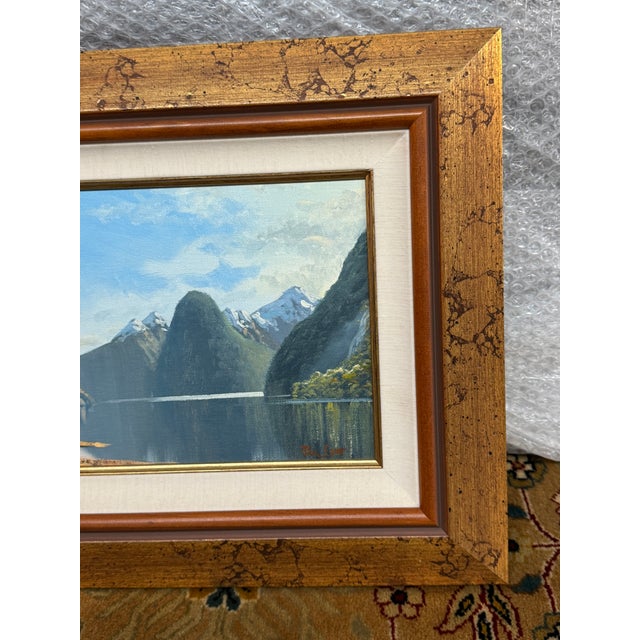 Blue Paul Cato Mitre Peak and Milford Sound, New Zealand Original Artwork, Signed For Sale - Image 8 of 12