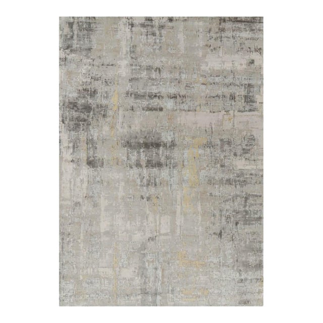 Rug & Kilim’s Oversized Abstract Rug in Silver-Gray and Beige-Brown Patterns 12x17 For Sale