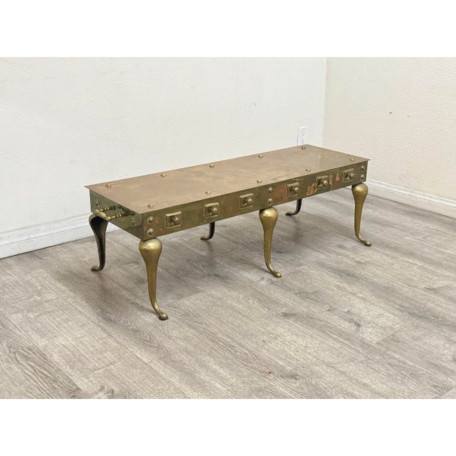 Brass Hollywood Regency Brass Coffee Table For Sale - Image 8 of 11