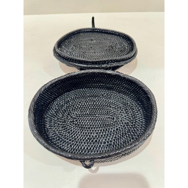 Equestrian Horse Ribbonwork Round Covered Box Black Woven Keepsake For Sale In Atlanta - Image 6 of 7