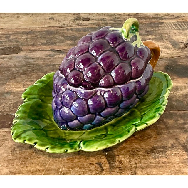 Late 20th Century Vintage French Sarreguemines Glazed Ceramic Lidded Bowl For Sale - Image 5 of 7