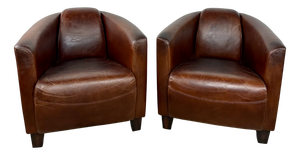 Havana Club Chairs in Patinated Leather, 2000s, Set of 2