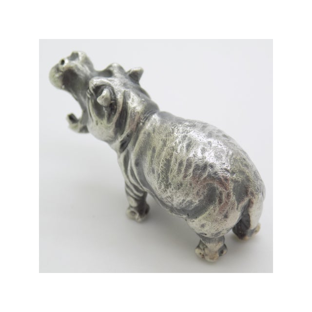 Vintage Italian Handmade Hippopotamus Figurine in Silver, 1960s For Sale - Image 6 of 12