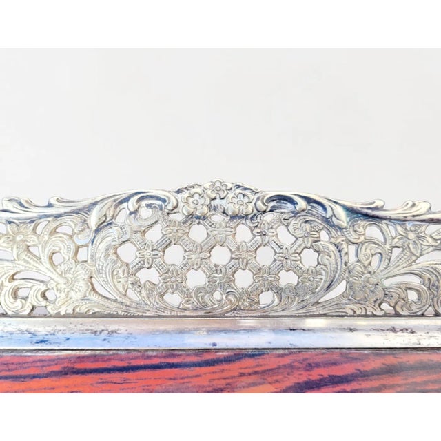 1950s Dutch Silver-Plated Mahogany Serving Tray by Hooijkaas Schoonhoven, 1950s For Sale - Image 5 of 11