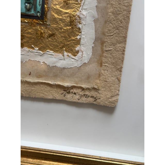 2000 - 2009 Kara Young - Framed Mixed Media Abstract Works, a Pair For Sale - Image 5 of 12