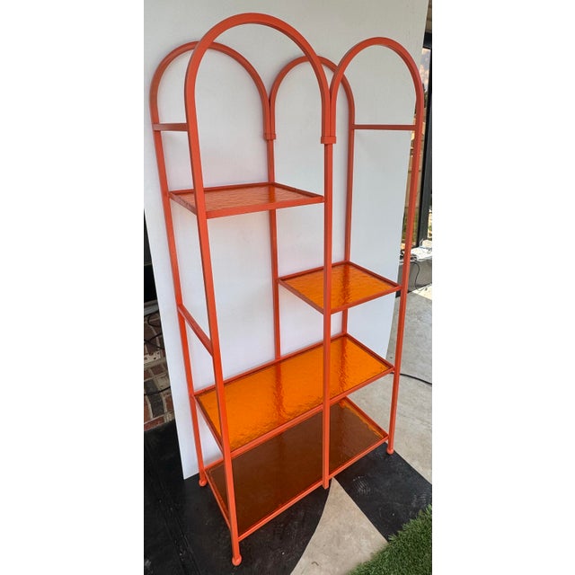 Vintage arched shelving unit with vintage Orange acrylic shelving. Please look at pictures for overall detail. Feel free...