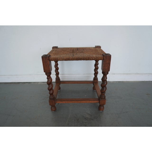 Antique Barley Twist Rush Seat Stool For Sale - Image 4 of 11