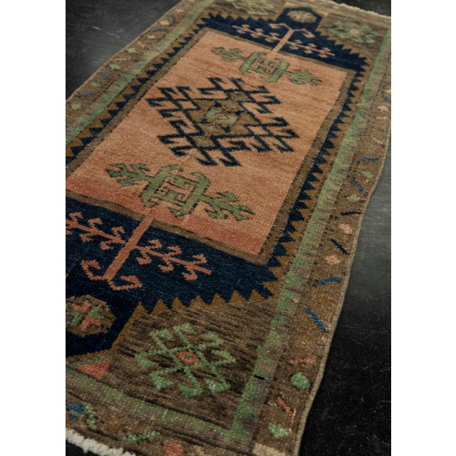 Textile Turkish Mini Rug Oriental Hand Knotted Vintage Rug 1'7" x 3'2" #21216 For Sale - Image 7 of 8