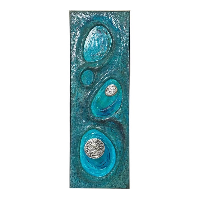 Lorraine Stelzer, Turquoise Acrylic Resin Psychedelic Art Wall Sculpture Panel For Sale