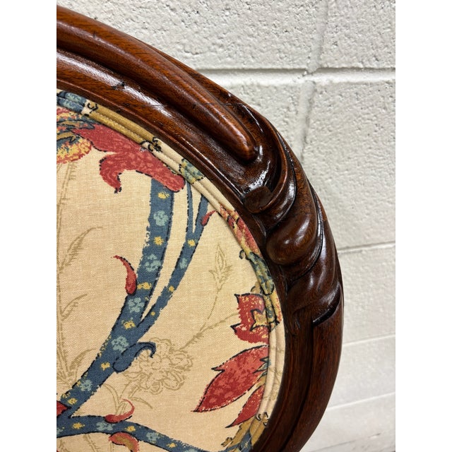 Late 19th Century Antique Victorian Rococo Revival Balloon Back Walnut Armchair Parlor Chair For Sale - Image 5 of 10